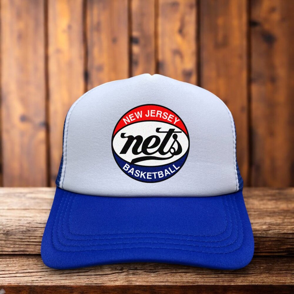 New Jersey Nets Mens Trucker Hat Blue Snapback Defunct Basketball Team Old Logo